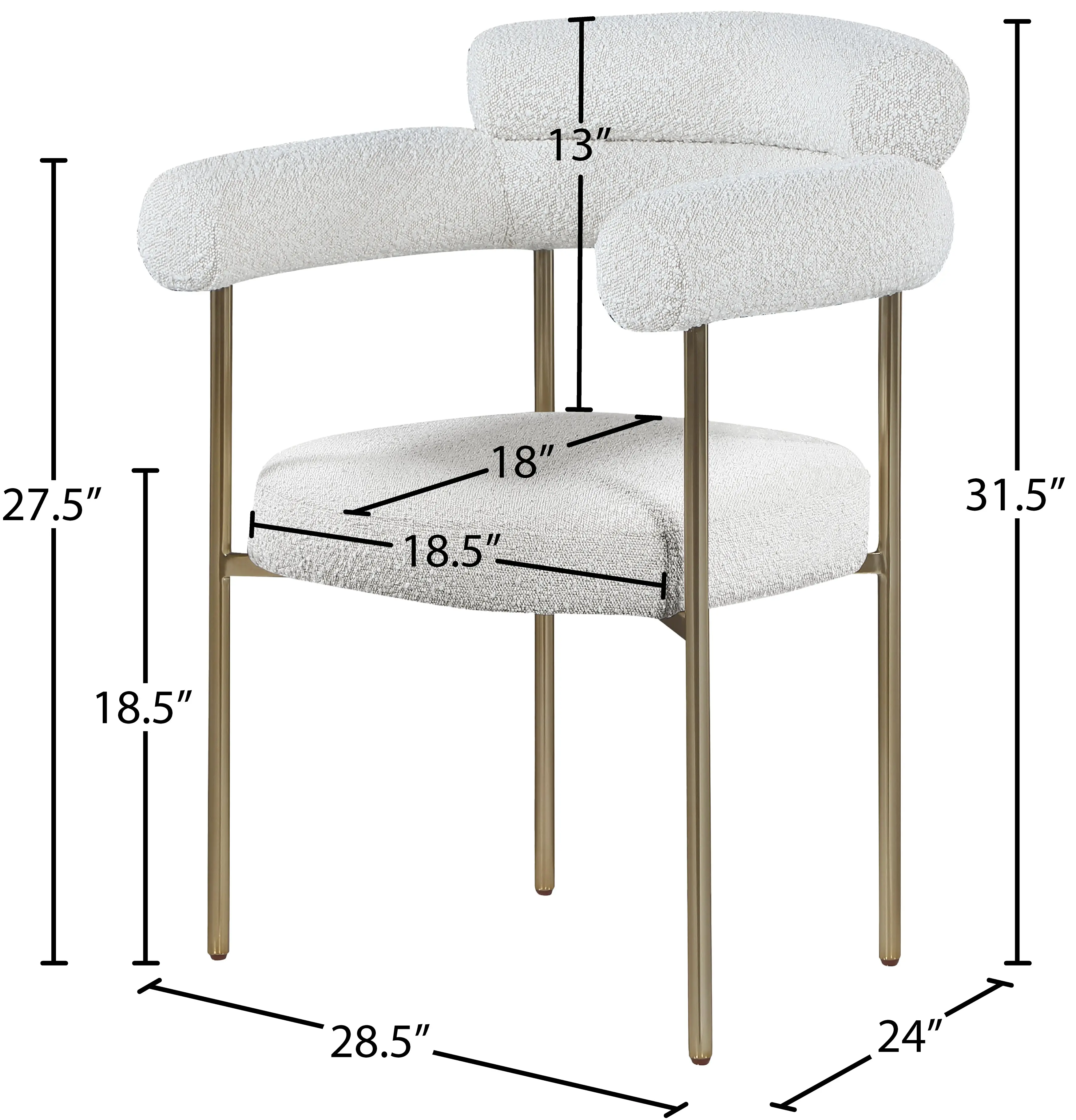 Blake Cream Boucle Upholstered Dining Chair, Set of 2-3