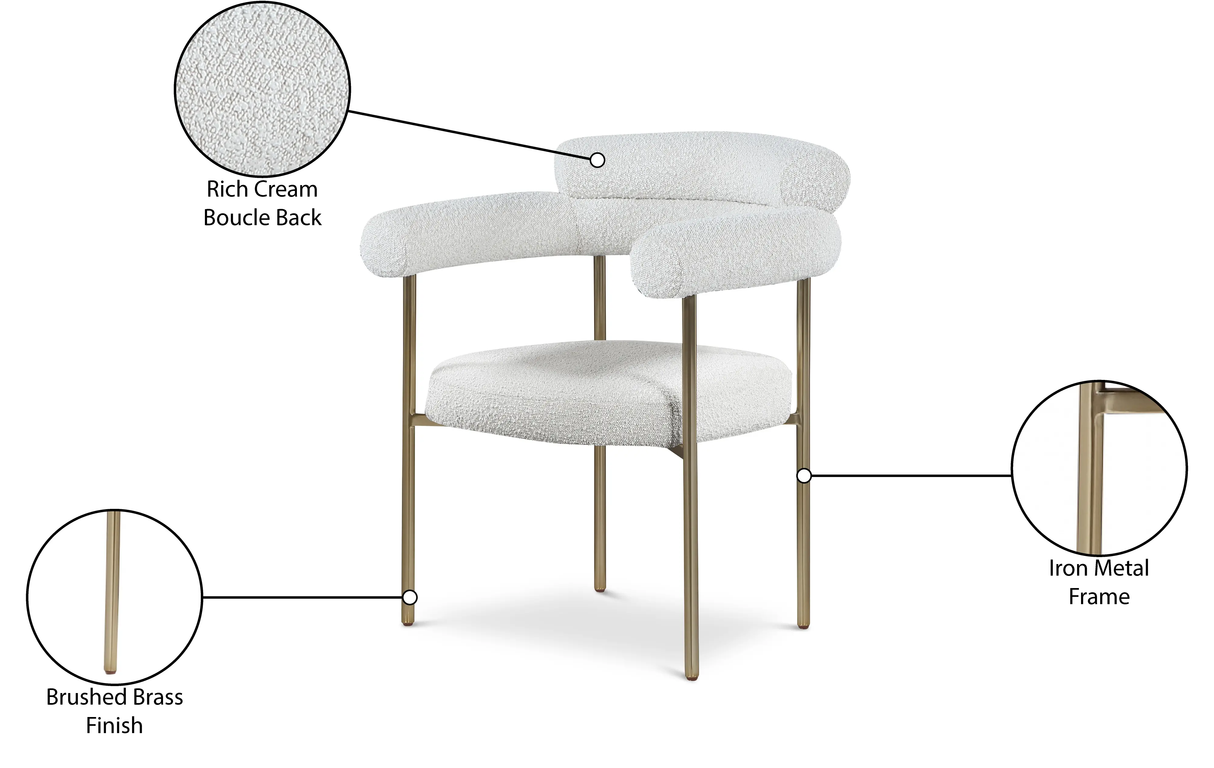 Blake Cream Boucle Upholstered Dining Chair, Set of 2-9