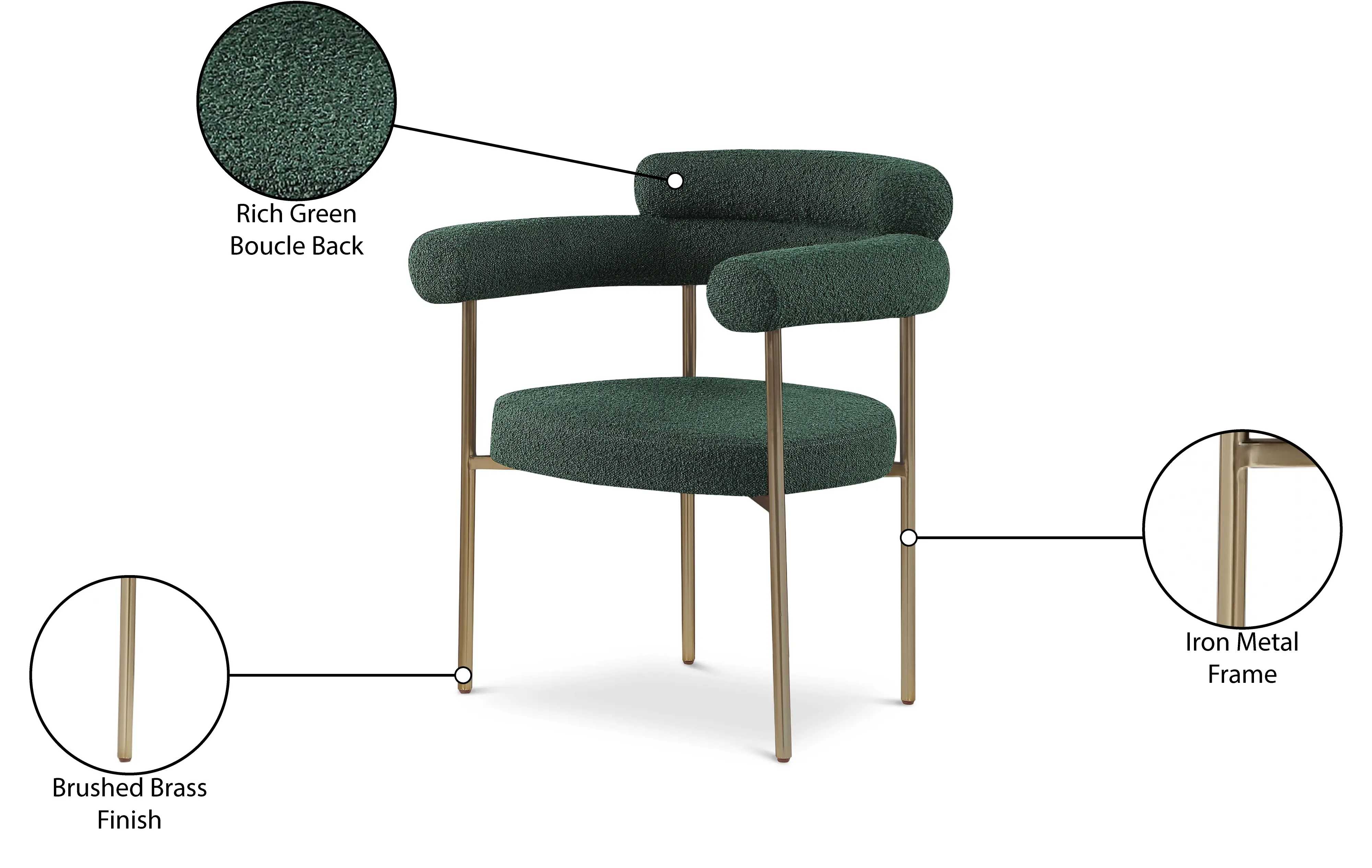 Blake Green Boucle Upholstered Dining Chair, Set of 2-9