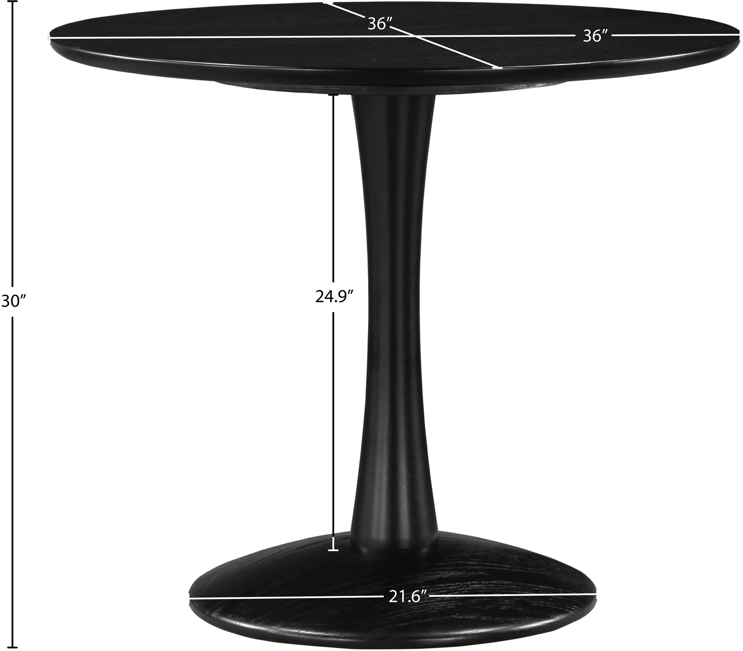 Holly 36  Black Wood Round Dining Table-7