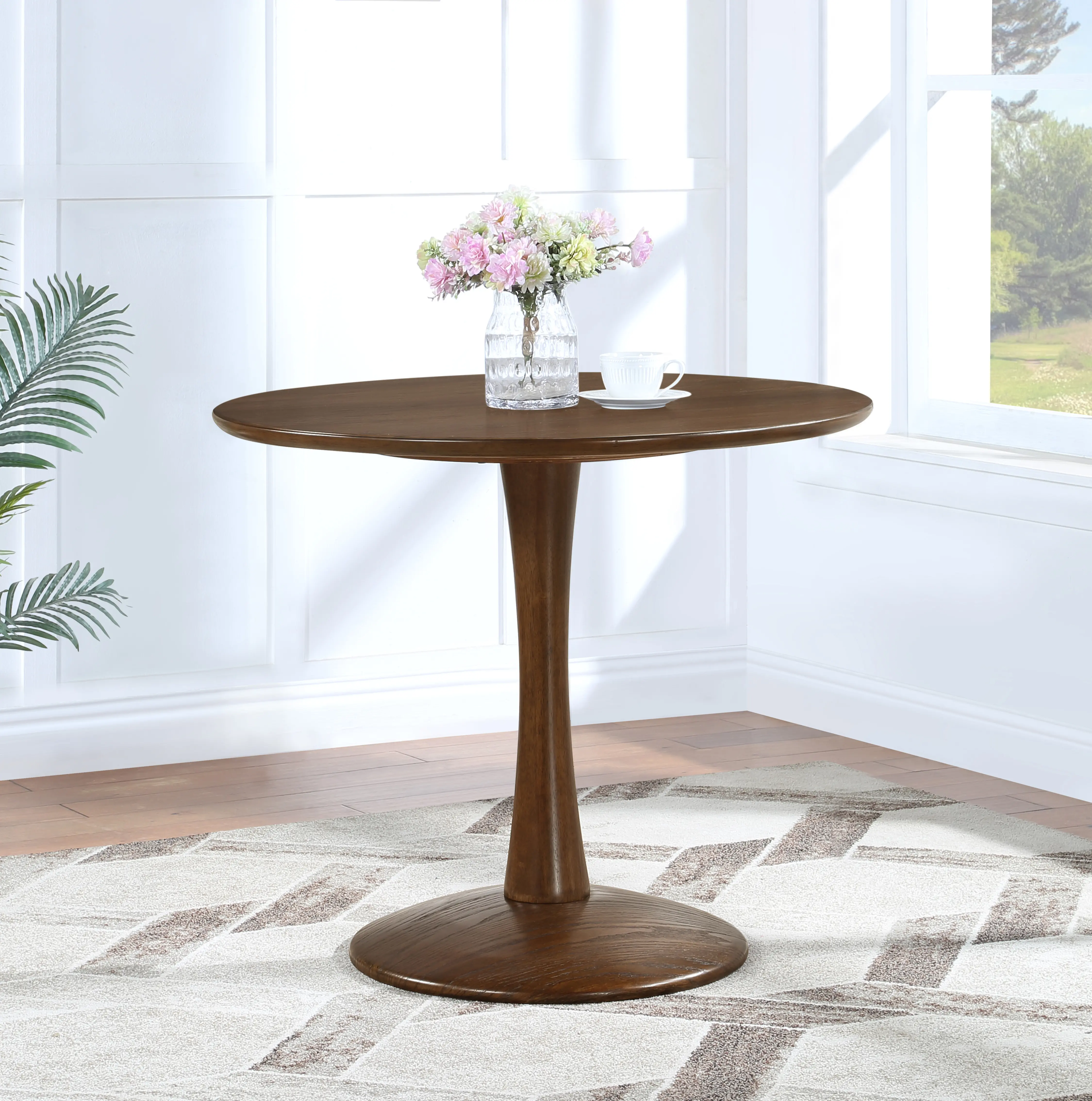 Holly 36  Brown Wood Round Dining Table-2