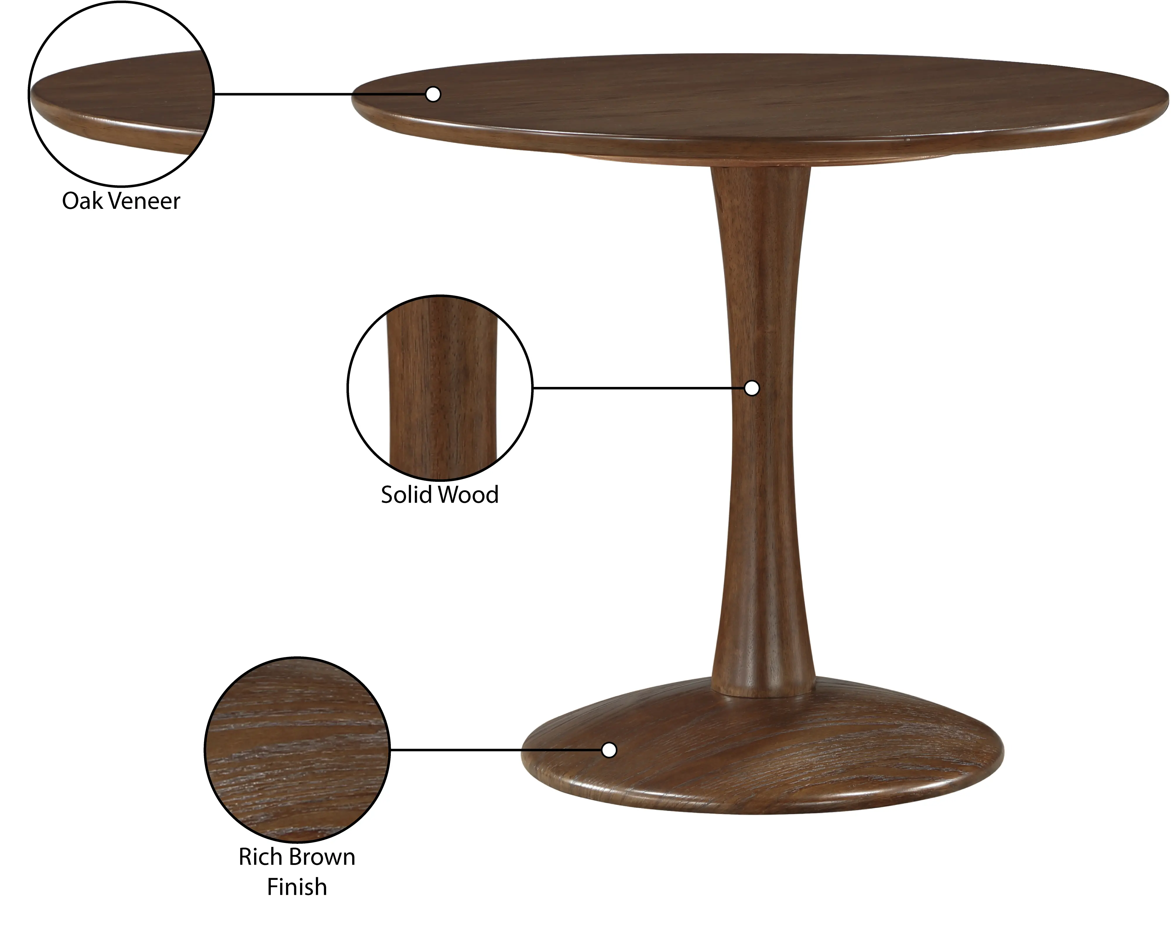 Holly 36  Brown Wood Round Dining Table-6