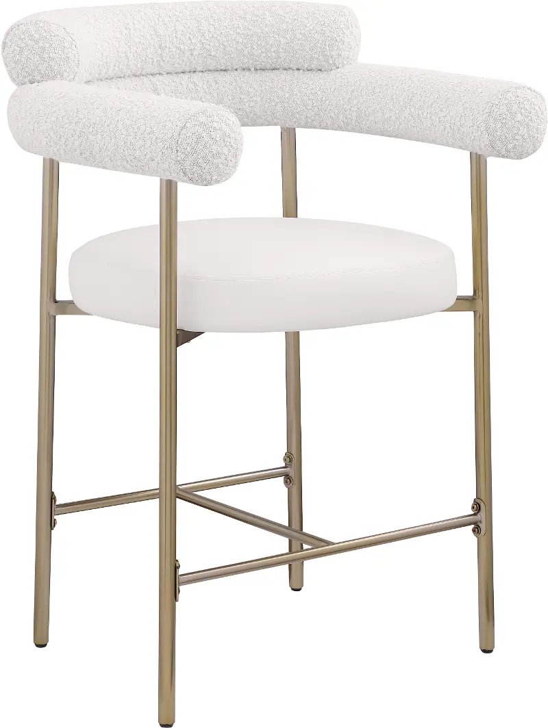 Blake Cream Boucle and Vegan Leather Counter Stool, Set of 2