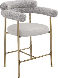 Blake Taupe Boucle and Vegan Leather Counter Stool, Set of 2