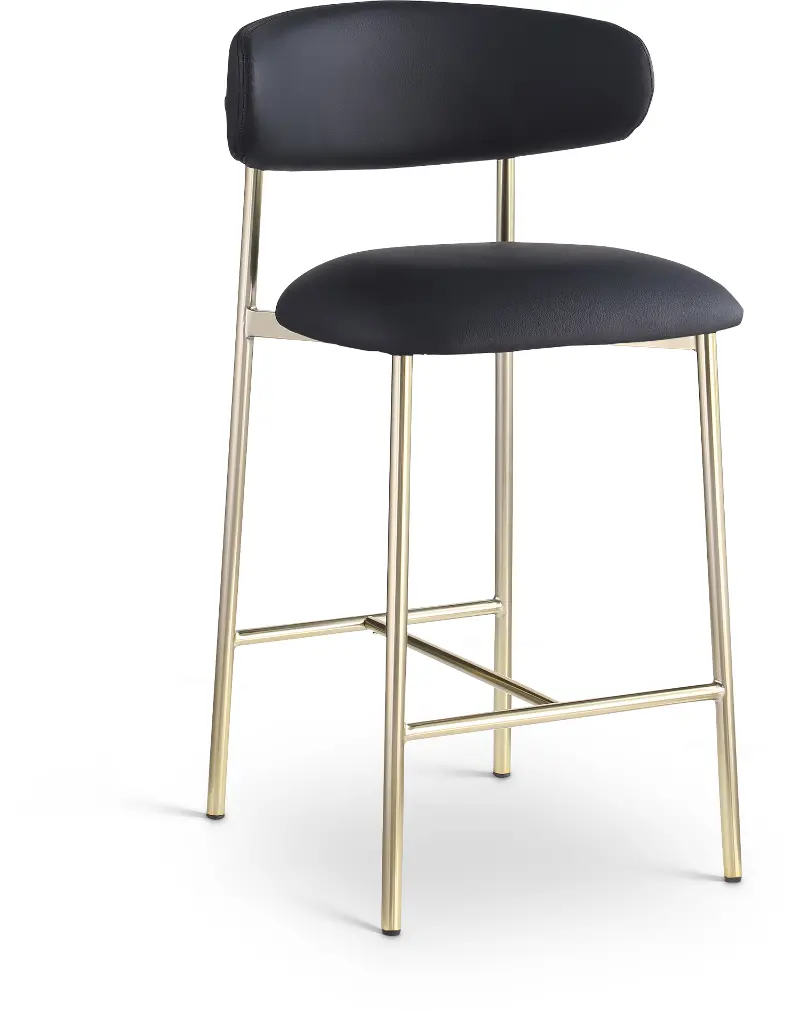 Lupita Black Vegan Leather Upholstered Counter Stool, Set of 2