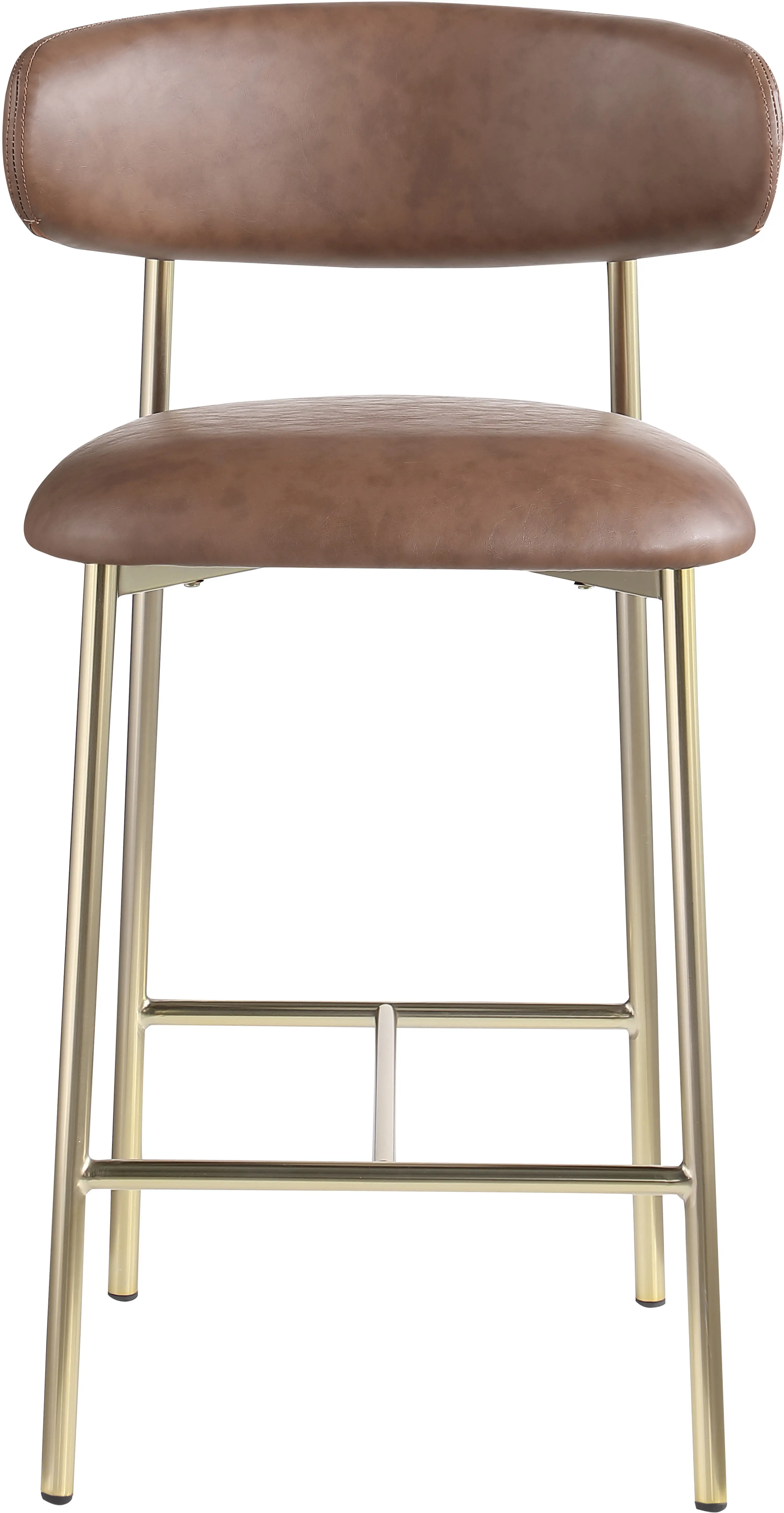 Lupita Brown Vegan Leather Upholstered Counter Stool, Set of 2-4