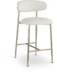 Lupita Off-White Vegan Leather Upholstered Counter Stool, Set of 2