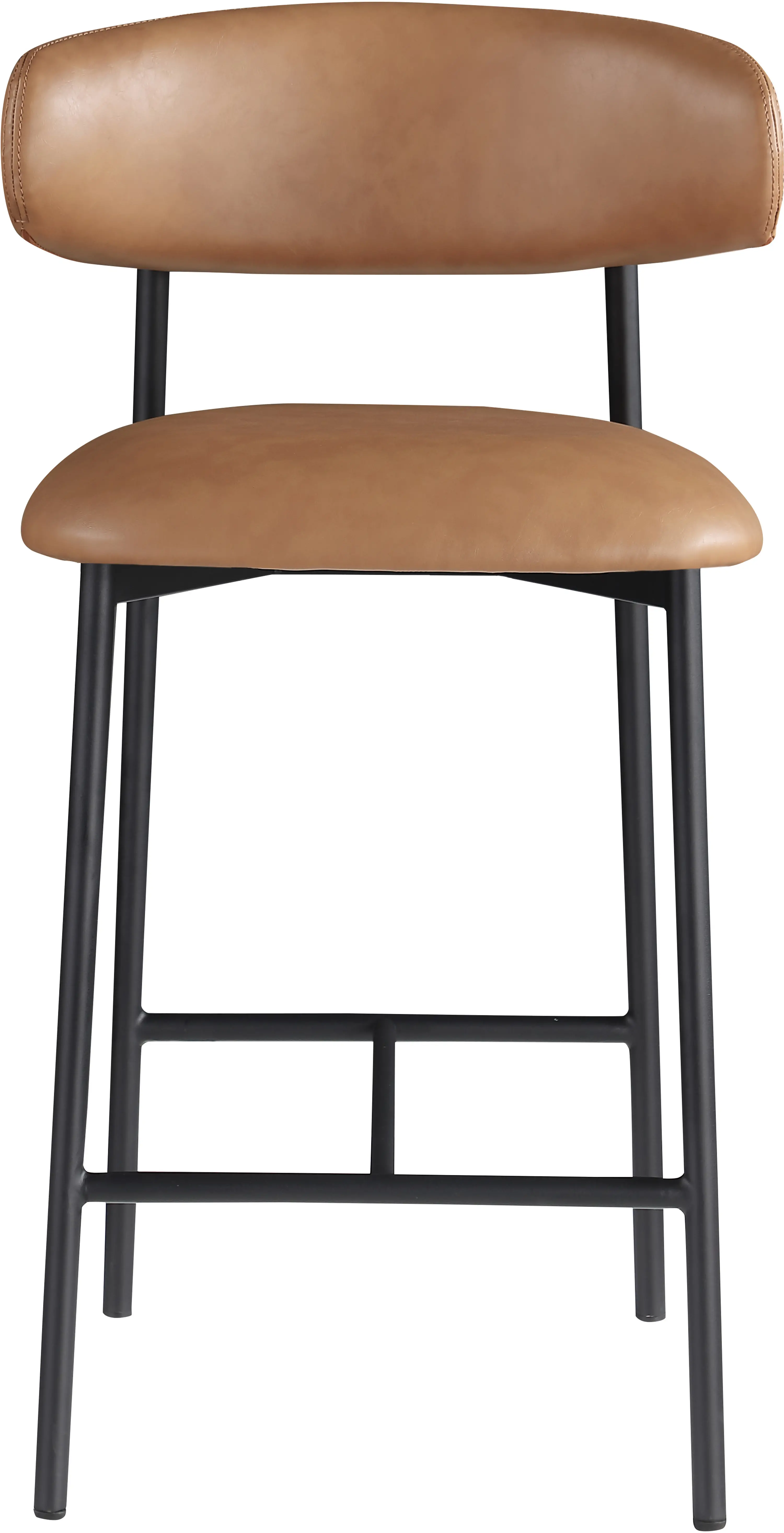 Lupita Cognac Vegan Leather Upholstered Counter Stool, Set of 2-4