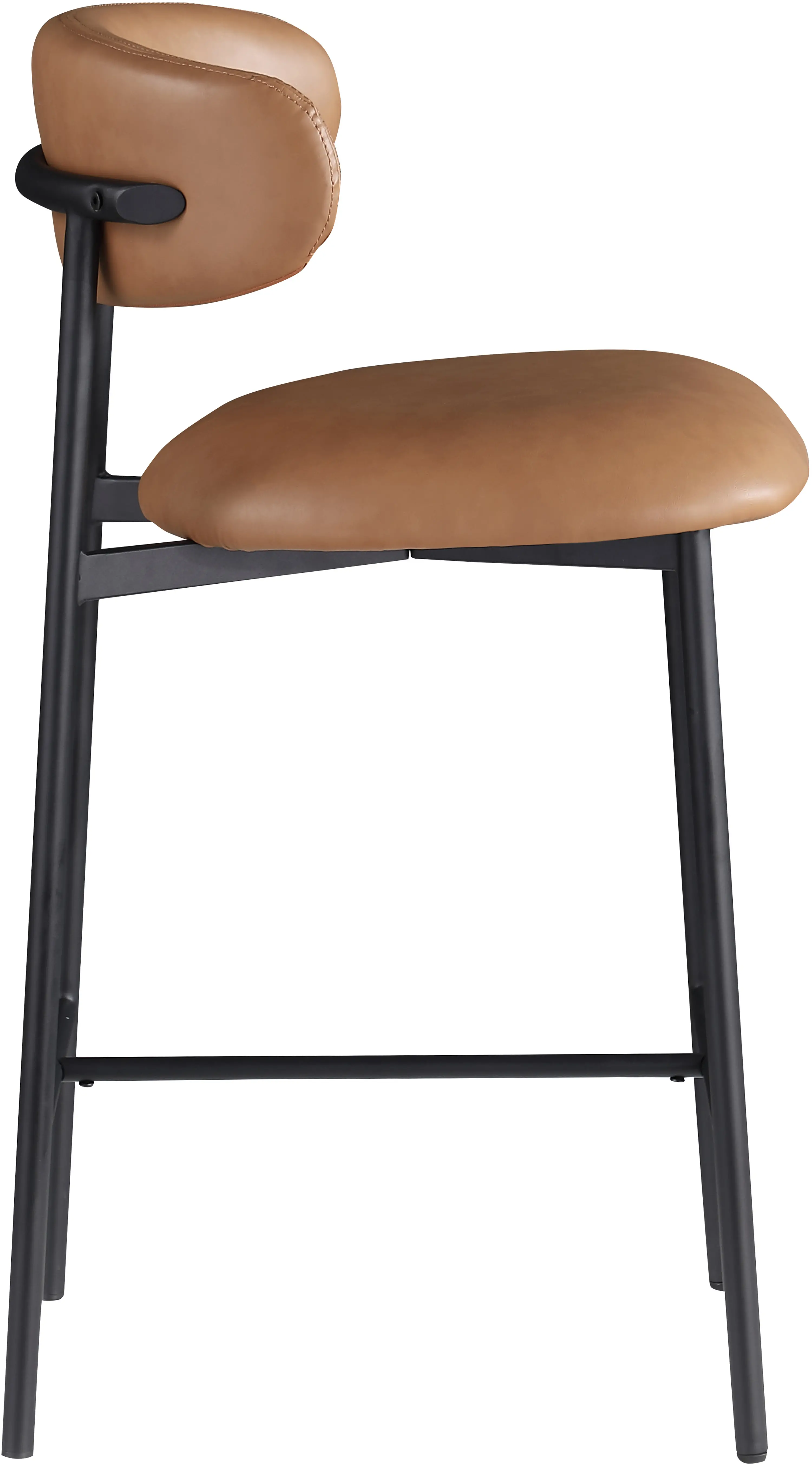 Lupita Cognac Vegan Leather Upholstered Counter Stool, Set of 2-5