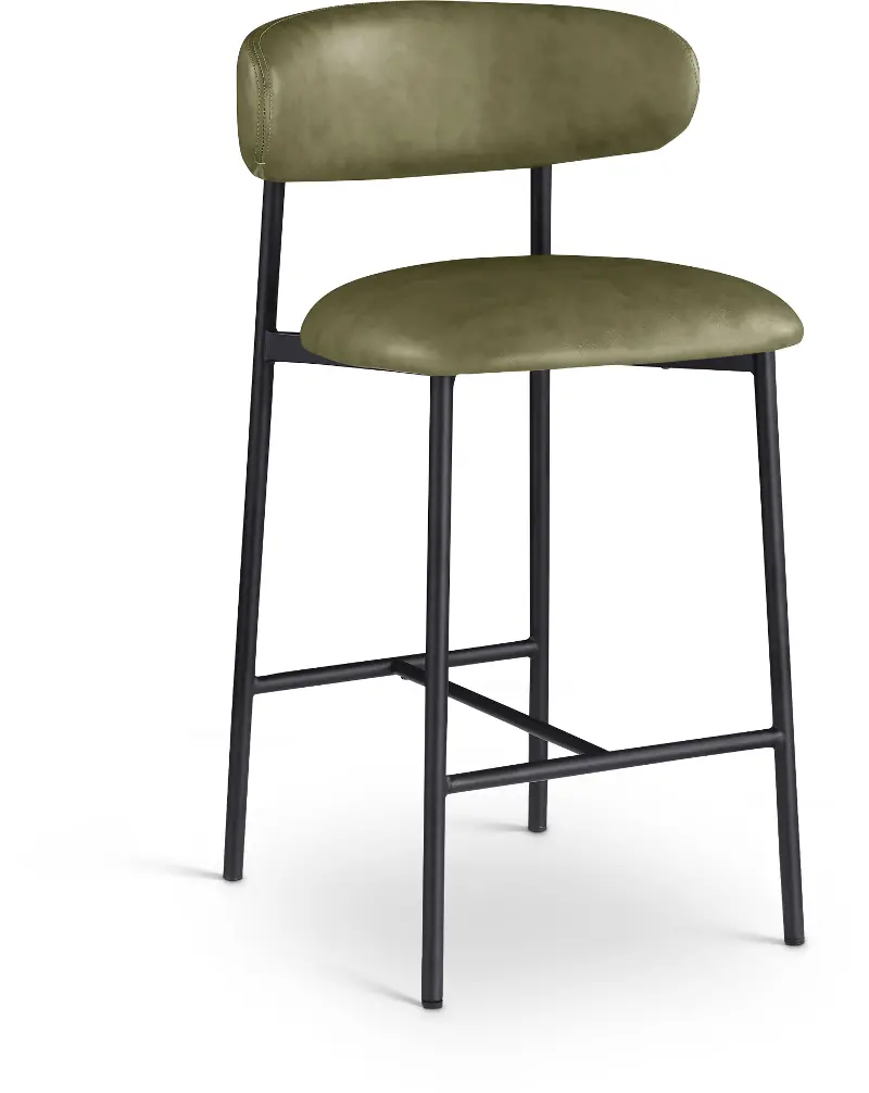 Lupita Olive Vegan Leather Upholstered Counter Stool, Set of 2