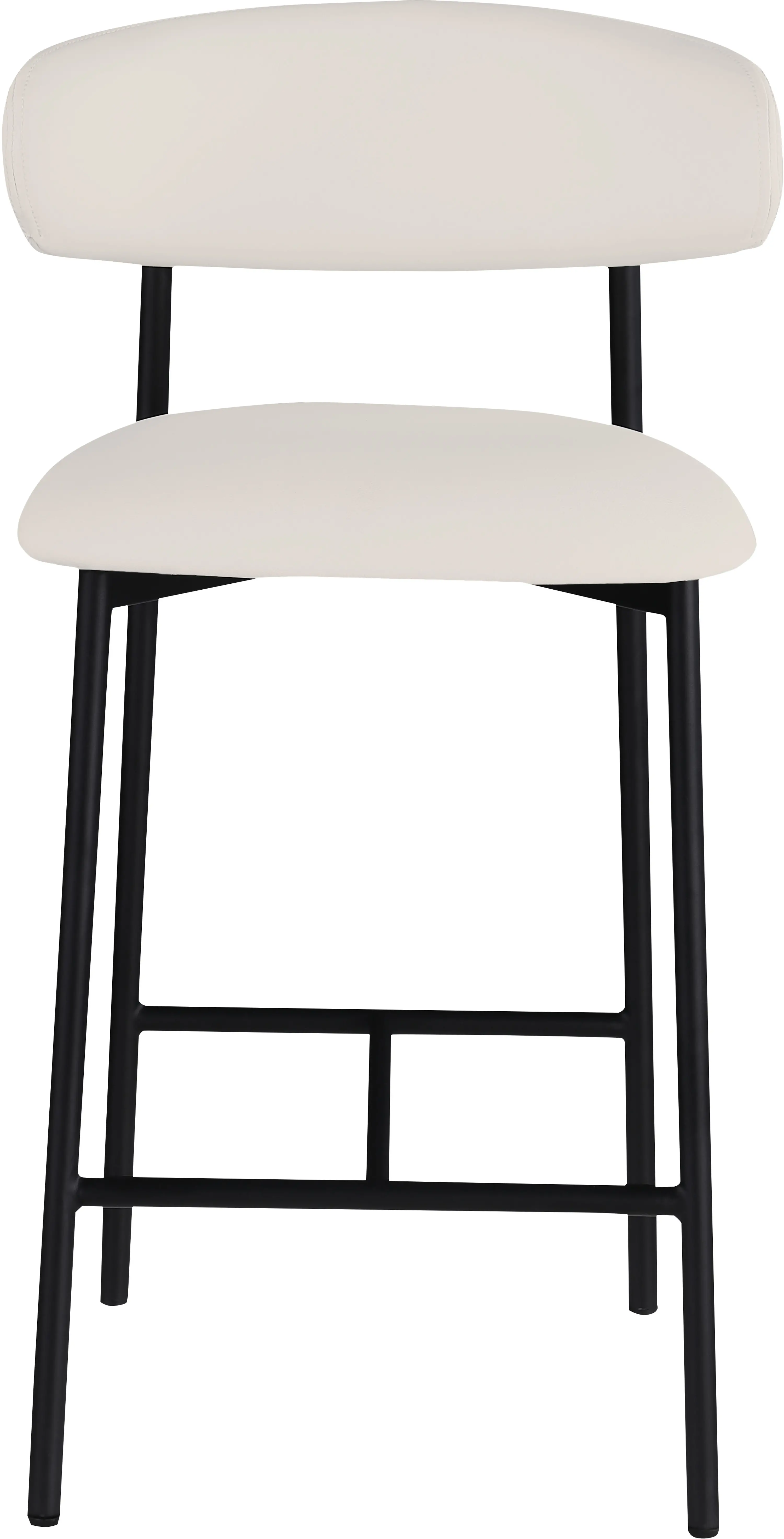 Lupita Off-White Vegan Leather Upholstered Counter Stool, Set of 2-4
