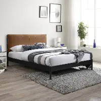 Abigail Cognac Vegan Leather Upholstered Full Bed