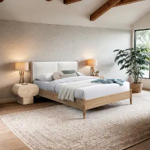 Arbor Cream and Natural Wood Queen Bed | RC Willey