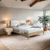 ARBORCREAM-Q Arbor Cream and Natural Wood Queen Bed