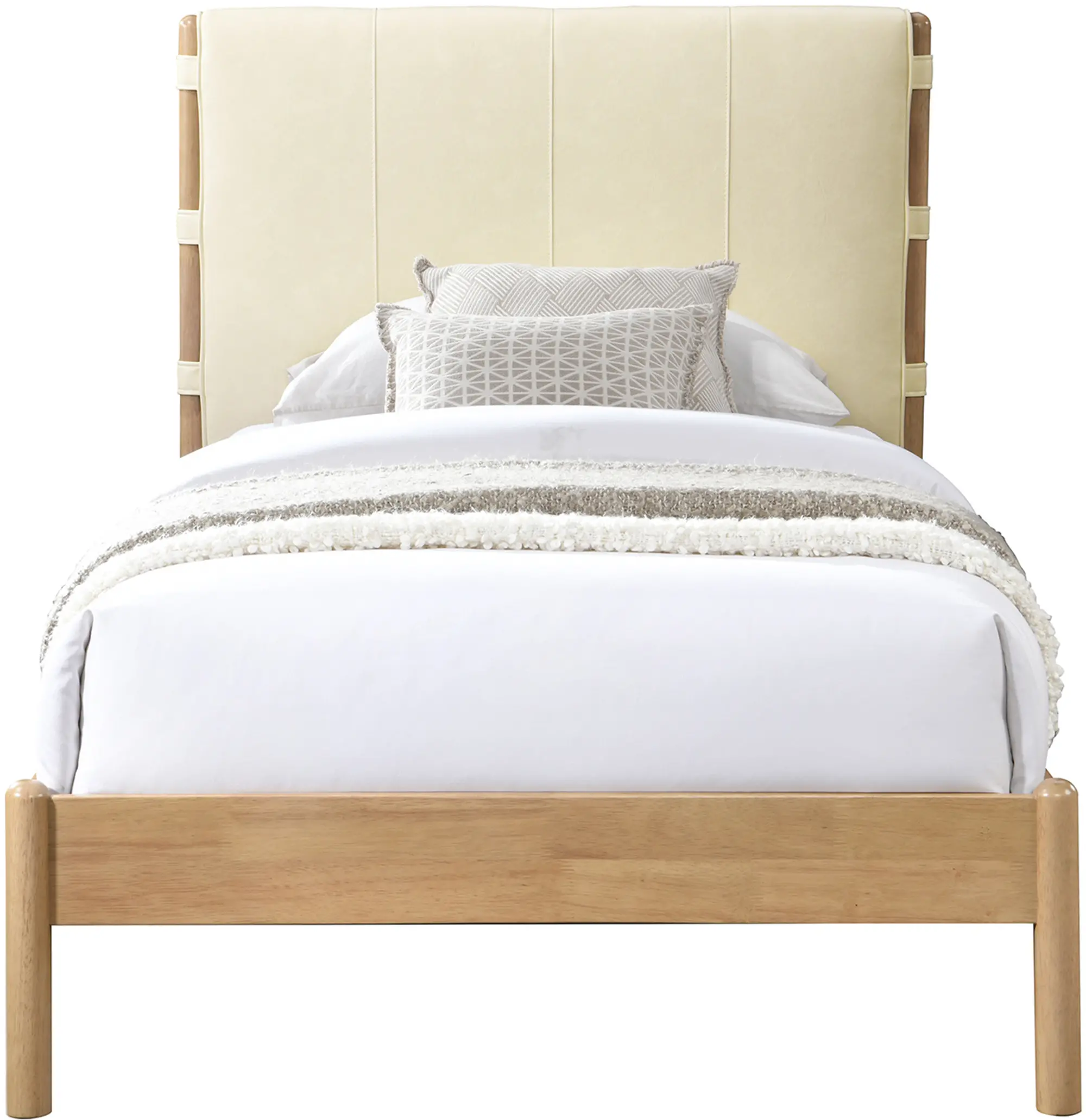 Asher Cream Vegan Leather Upholstered Twin Bed-3