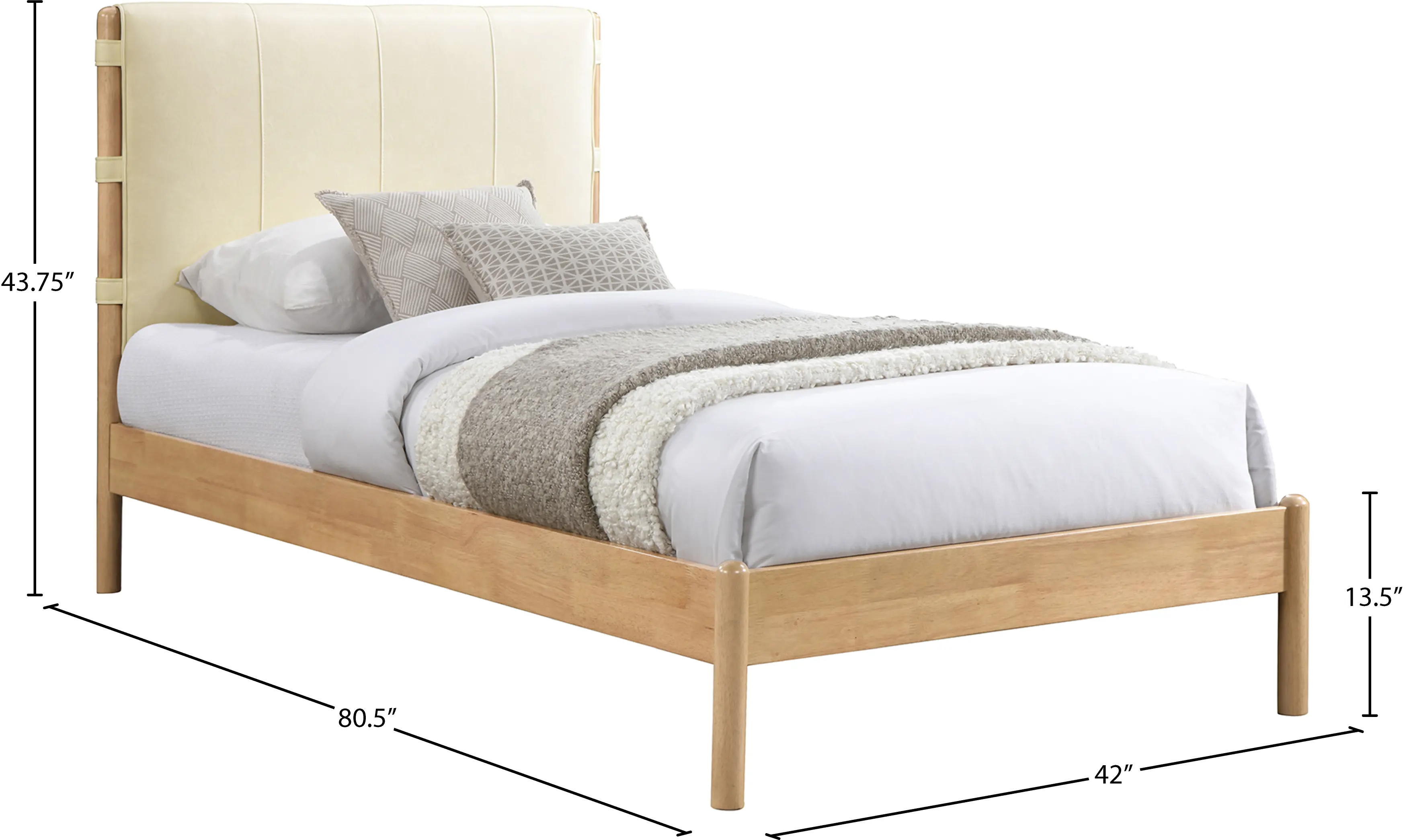 Asher Cream Vegan Leather Upholstered Twin Bed-7