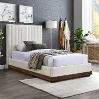 Emmet Cream Chenille Upholstered Twin Bed