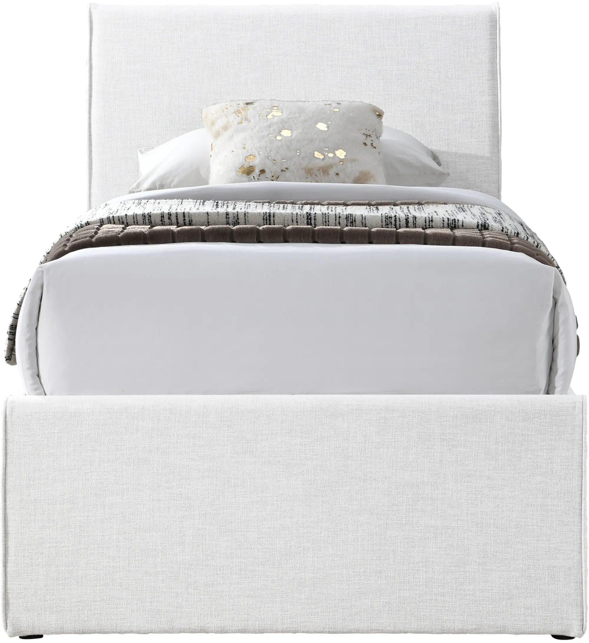 Myles Cream Textured Linen Twin Trundle Bed-3
