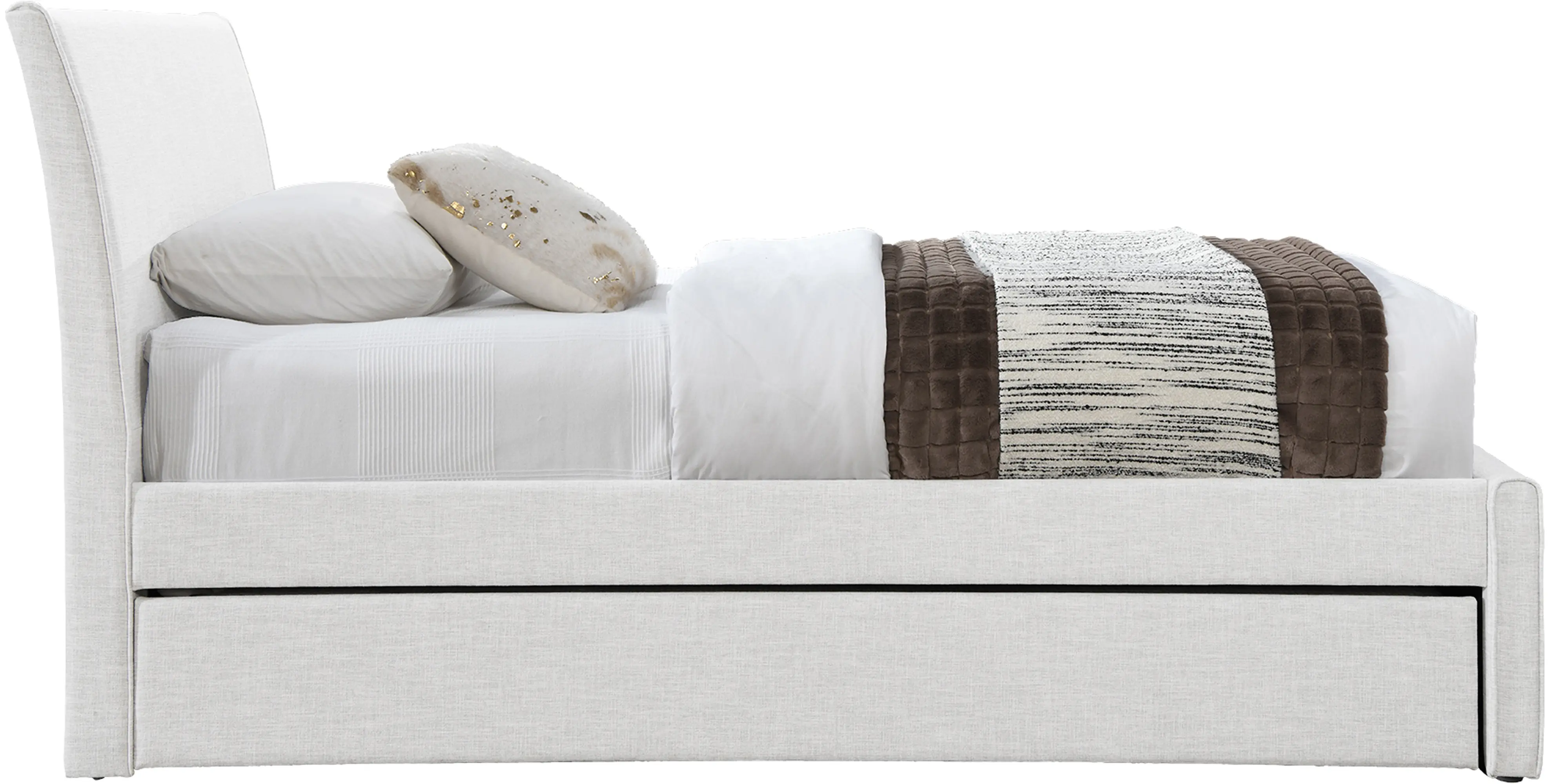 Myles Cream Textured Linen Twin Trundle Bed-4
