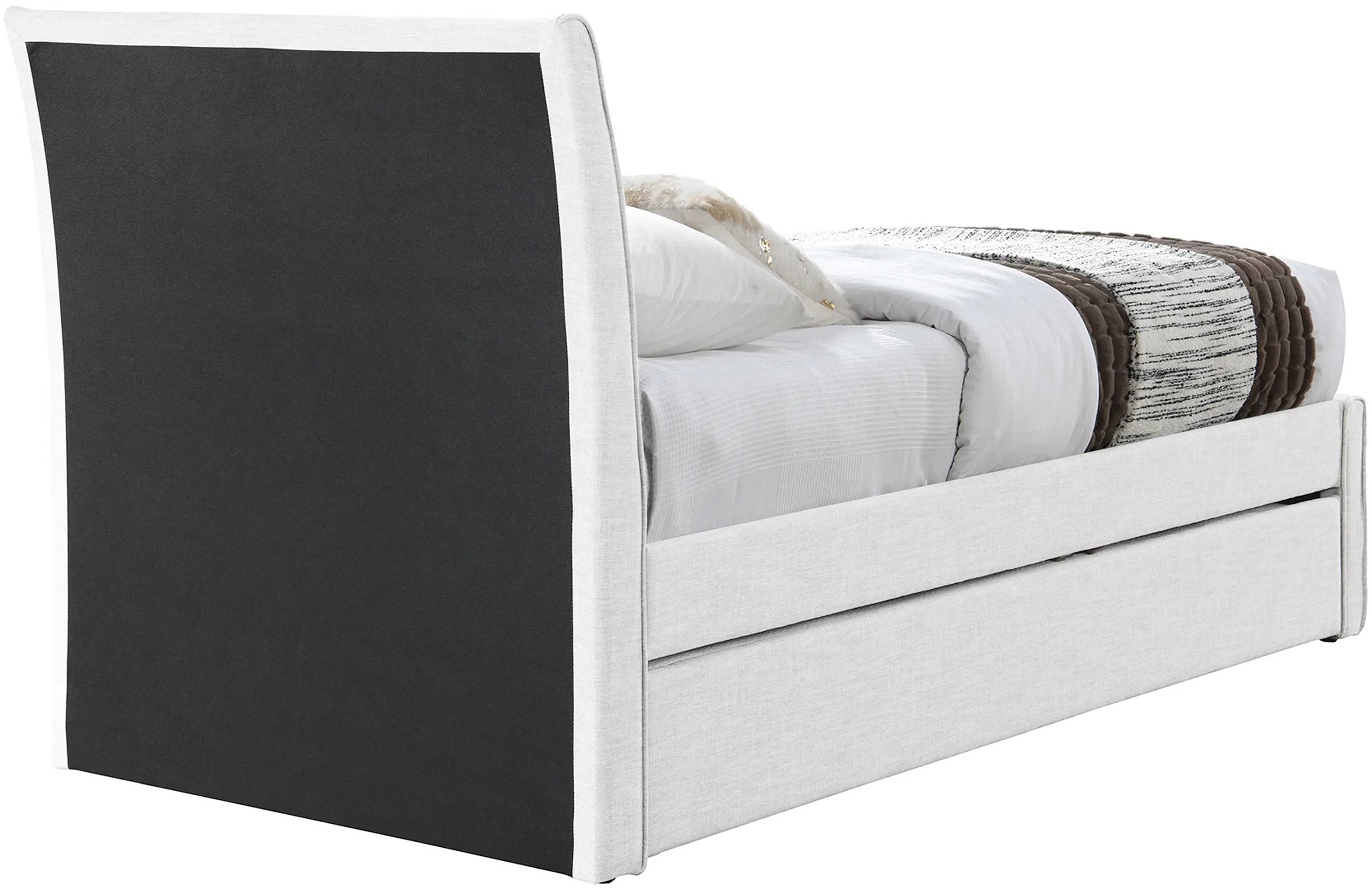 Myles Cream Textured Linen Twin Trundle Bed-5
