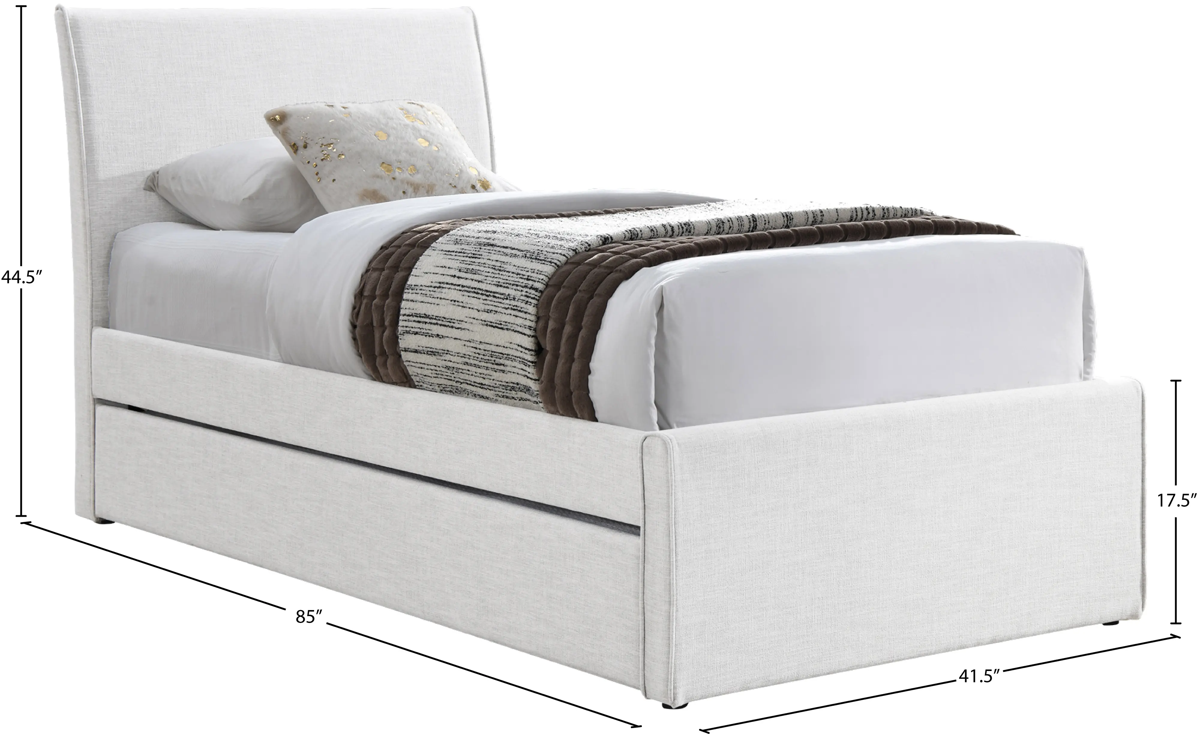 Myles Cream Textured Linen Twin Trundle Bed-8