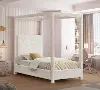 Emerson Cream Textured Linen Twin Canopy Bed
