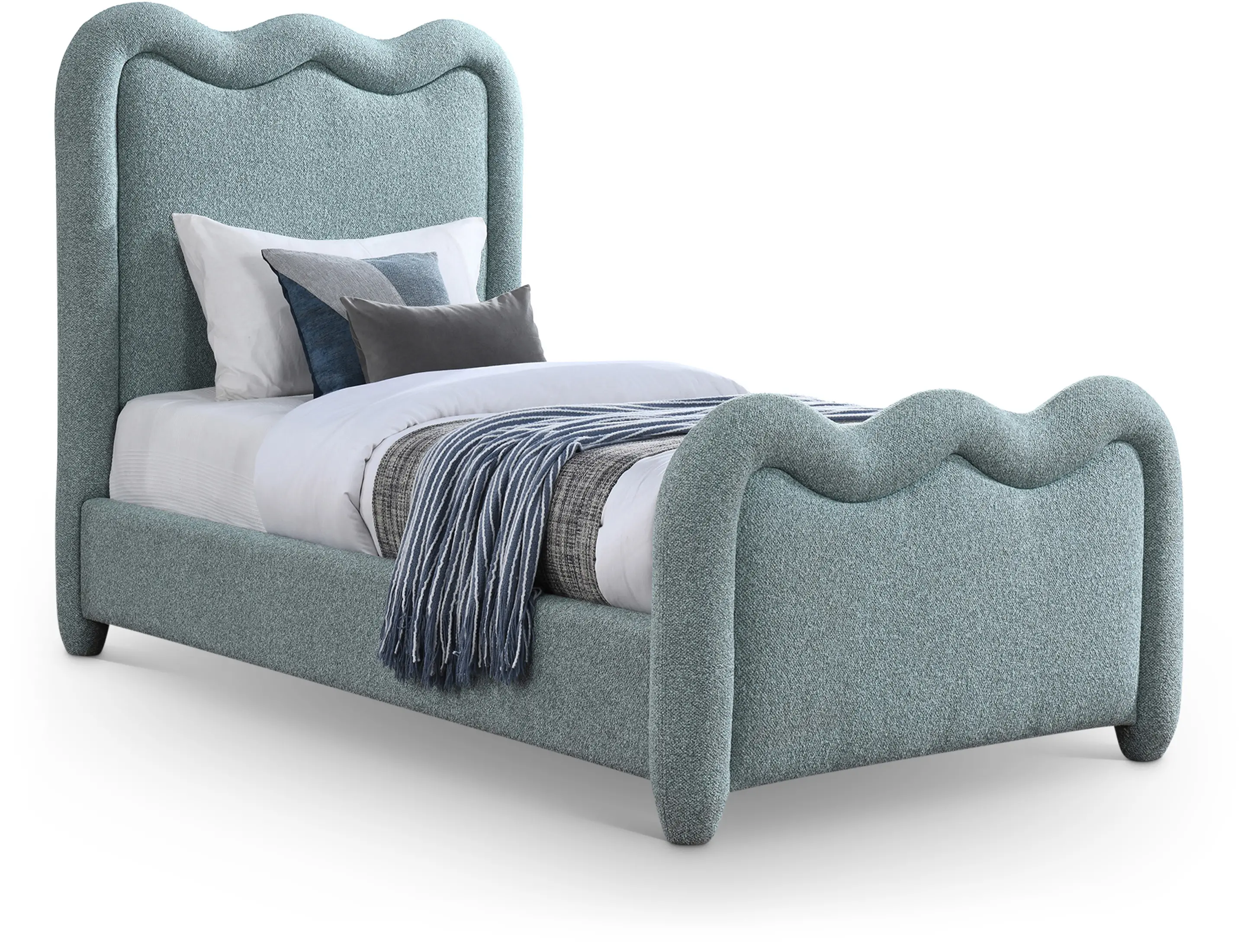 Gavin Blue Chenille Upholstered Twin Bed-1