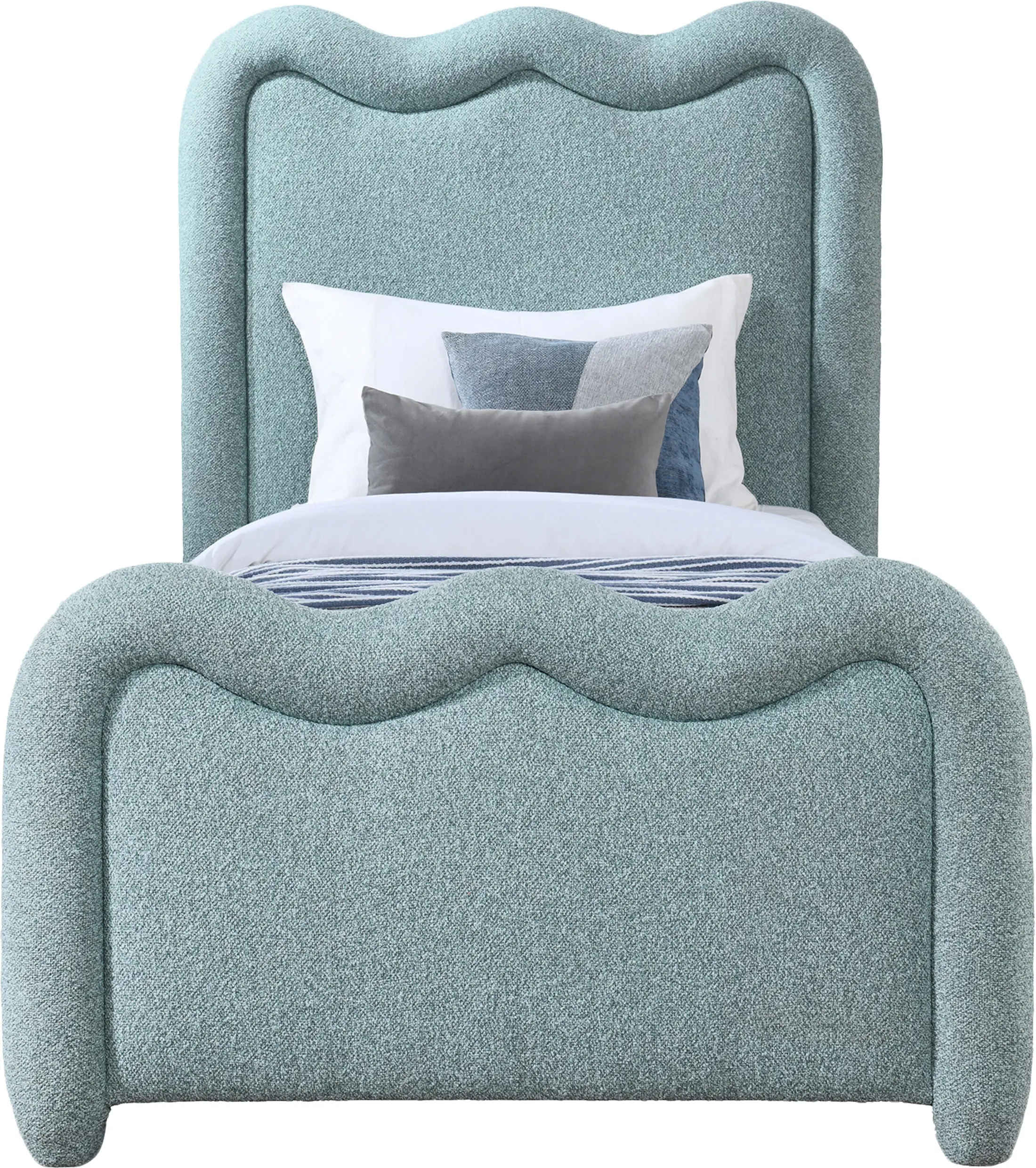 Gavin Blue Chenille Upholstered Twin Bed-3