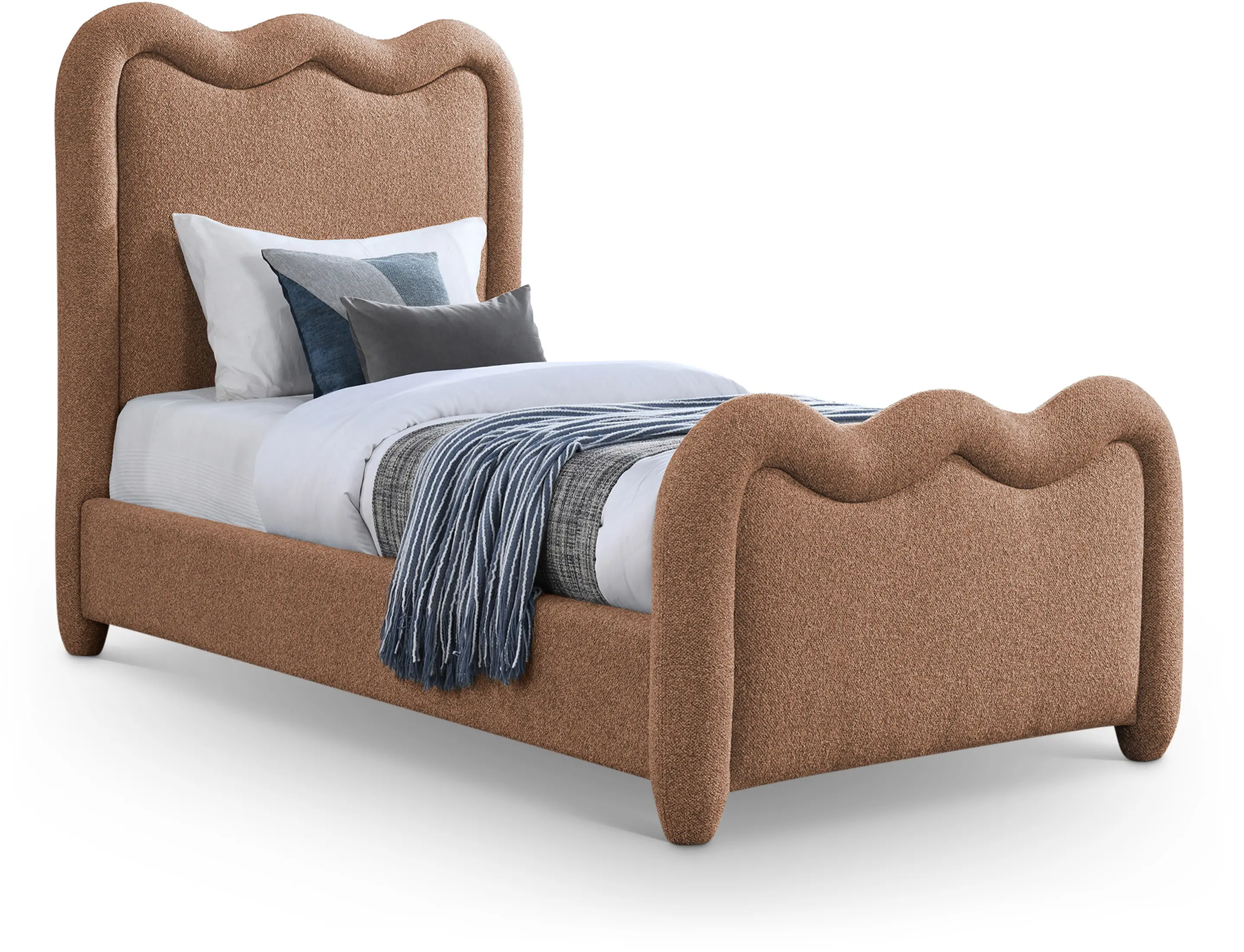 Gavin Cognac Chenille Upholstered Twin Bed-1