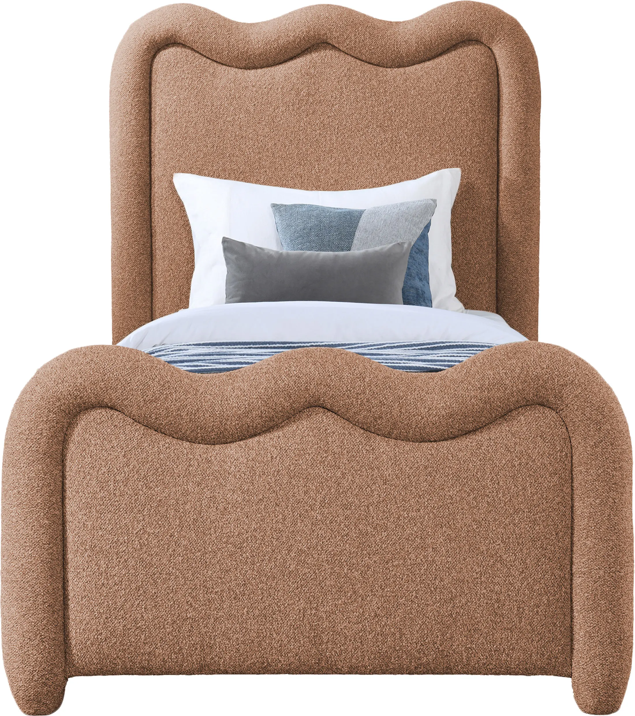 Gavin Cognac Chenille Upholstered Twin Bed-3