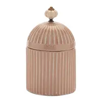 8  Pink Iron and Ceramic Canister with Lid
