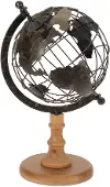 14.5  Iron Wood Globe Decor