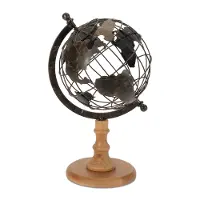 14.5  Iron Wood Globe Decor