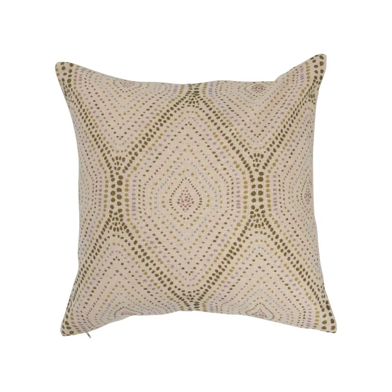 Green and Cream Cotton Slub Dotted Pillow