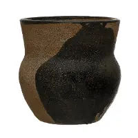 AH1725 Terracotta Black and Brown Planter with Design