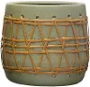 AH2819 Green Stoneware Planter with Weaving