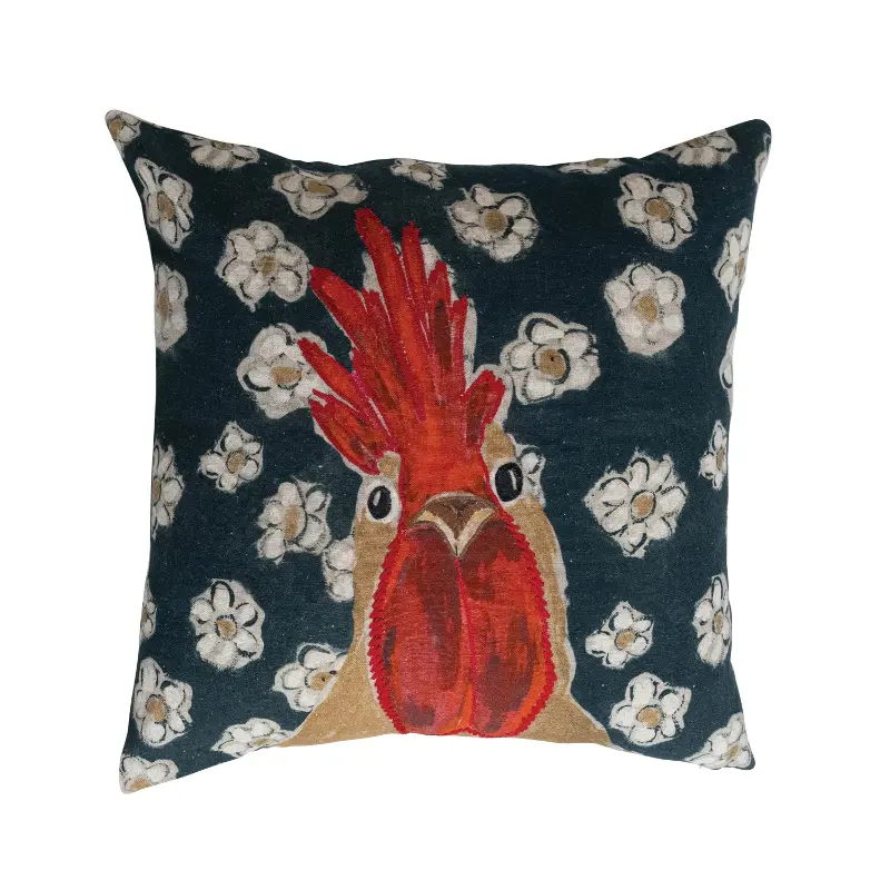 Multi-color Rooster Toss Pillow