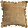 DG1329 18  Mustard Cotton Velvet Pillow with Scalloped Flange