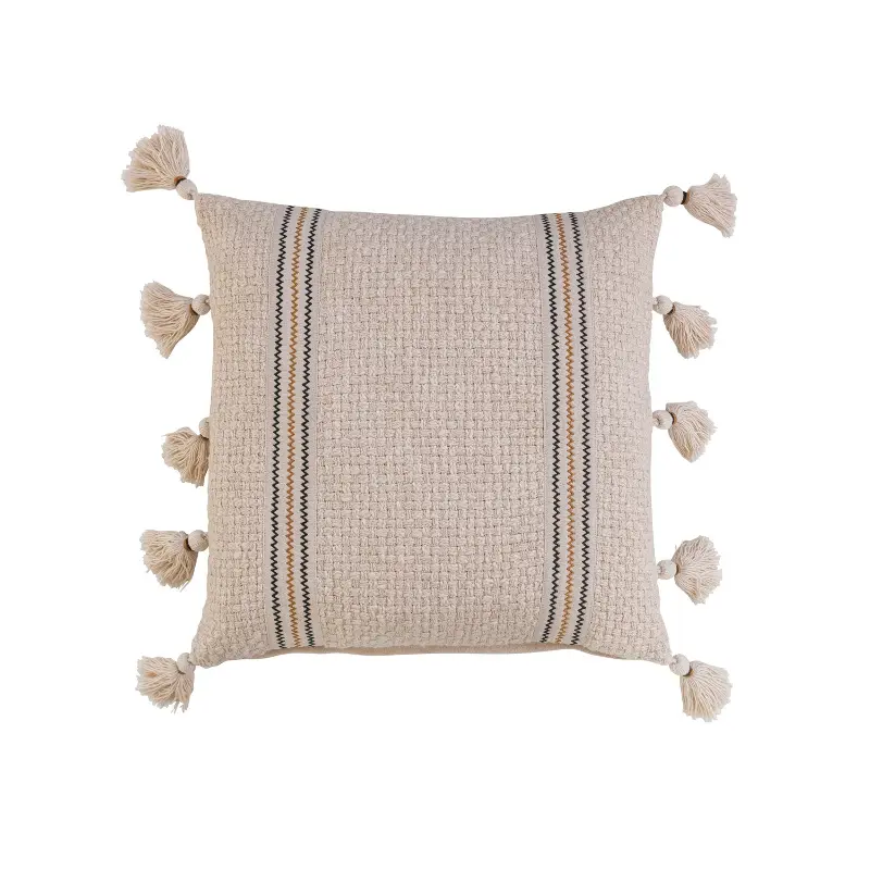 Beige Square Cotton Pillow