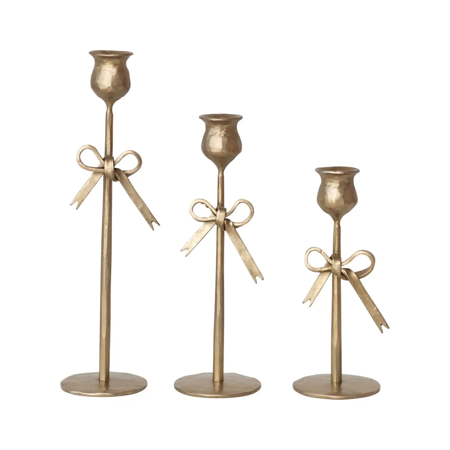 DG1435M Medium Iron Taper Candle Holder with Bow-1