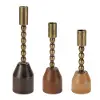 Medium Wood Iron Taper Candle
