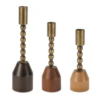 Large Wood Iron Taper Candle
