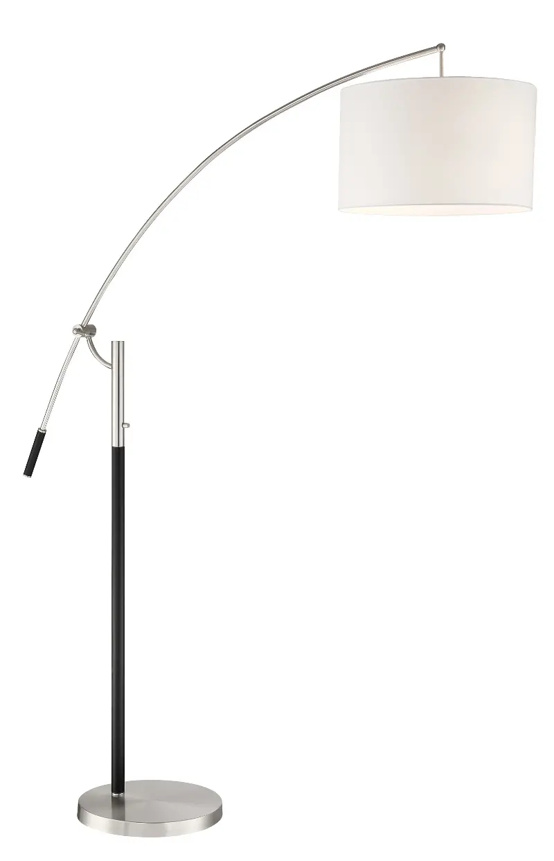 Brushed Nickel and Black Arch Lamp