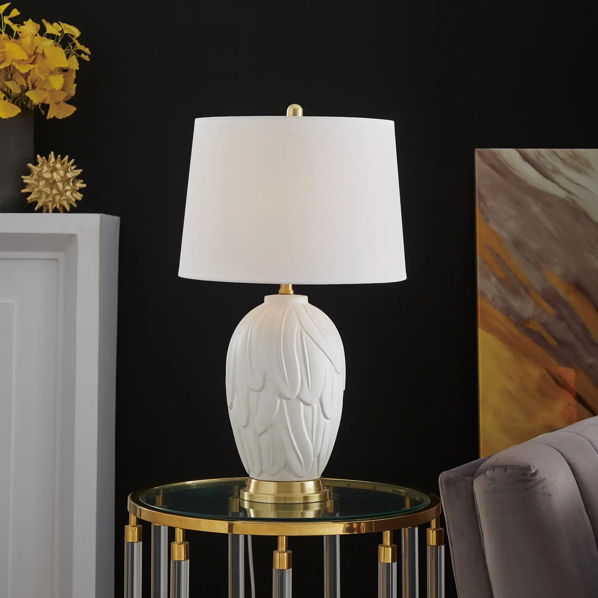 White Ceramic Table Lamp-4