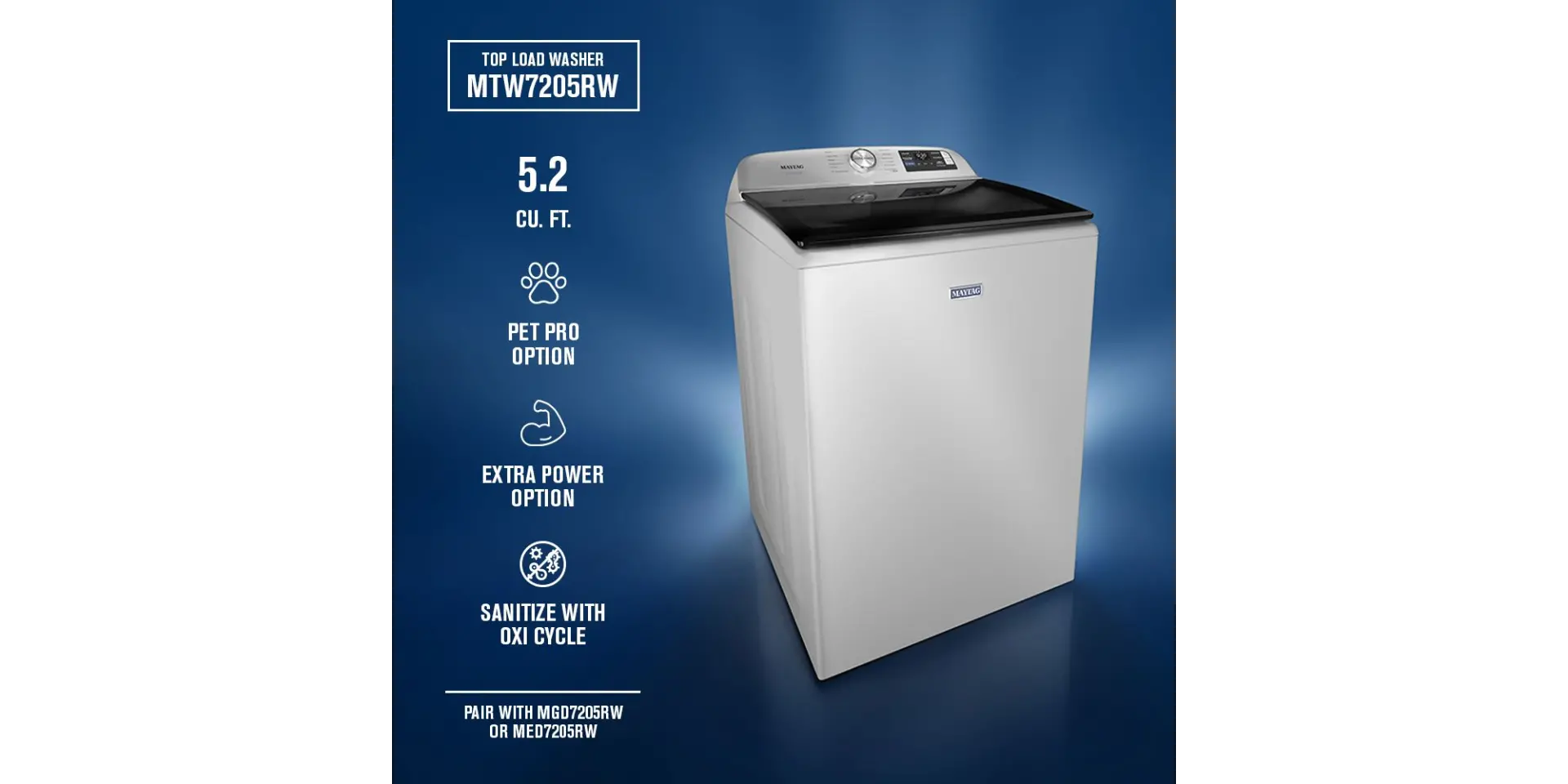 MTW7205RW Maytag 5.2 Cu Ft Pet Pro Top Load Washer - White-4