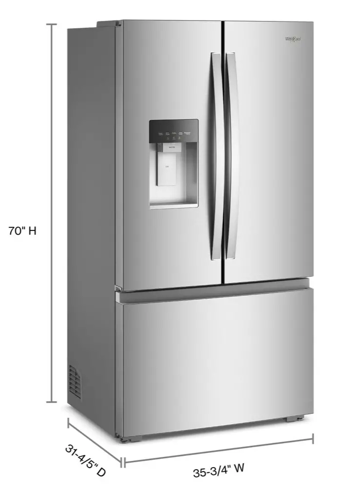 WRFC5036RZ Whirlpool 23 Cu Ft 3‑Door French Door Refrigerator – Counter Depth with In‑Door Water & Ice-3