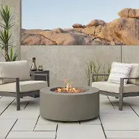 C9815LP-MGRY Aegean 36  Round Steel Gas Fire Pit Table in Mist Gray