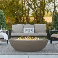 592LP-GLG Riverside 58  Oval Concrete Propane Fire Pit in Glacier Gray