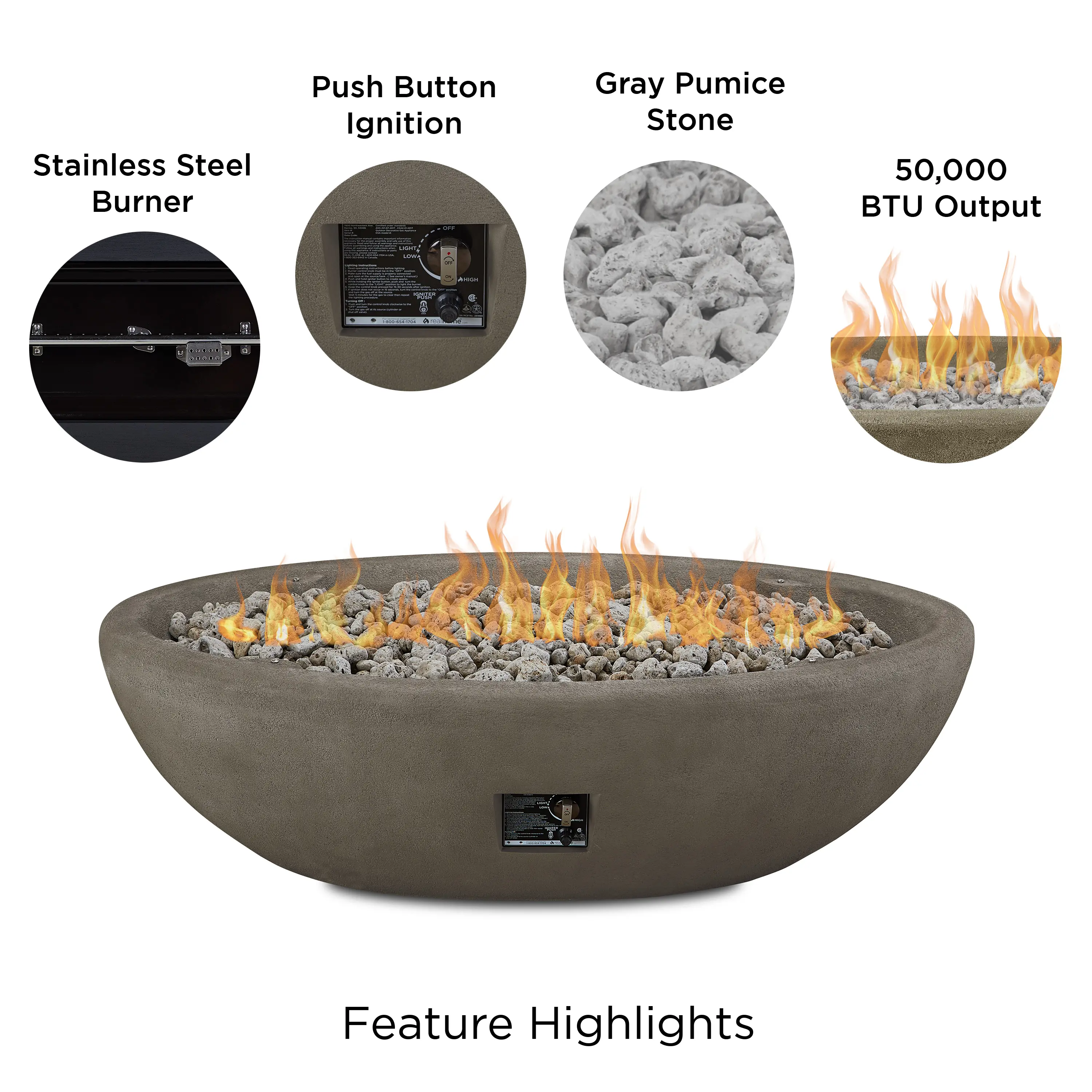 592LP-GLG Riverside 58  Oval Concrete Propane Fire Pit in Glacier Gray-3