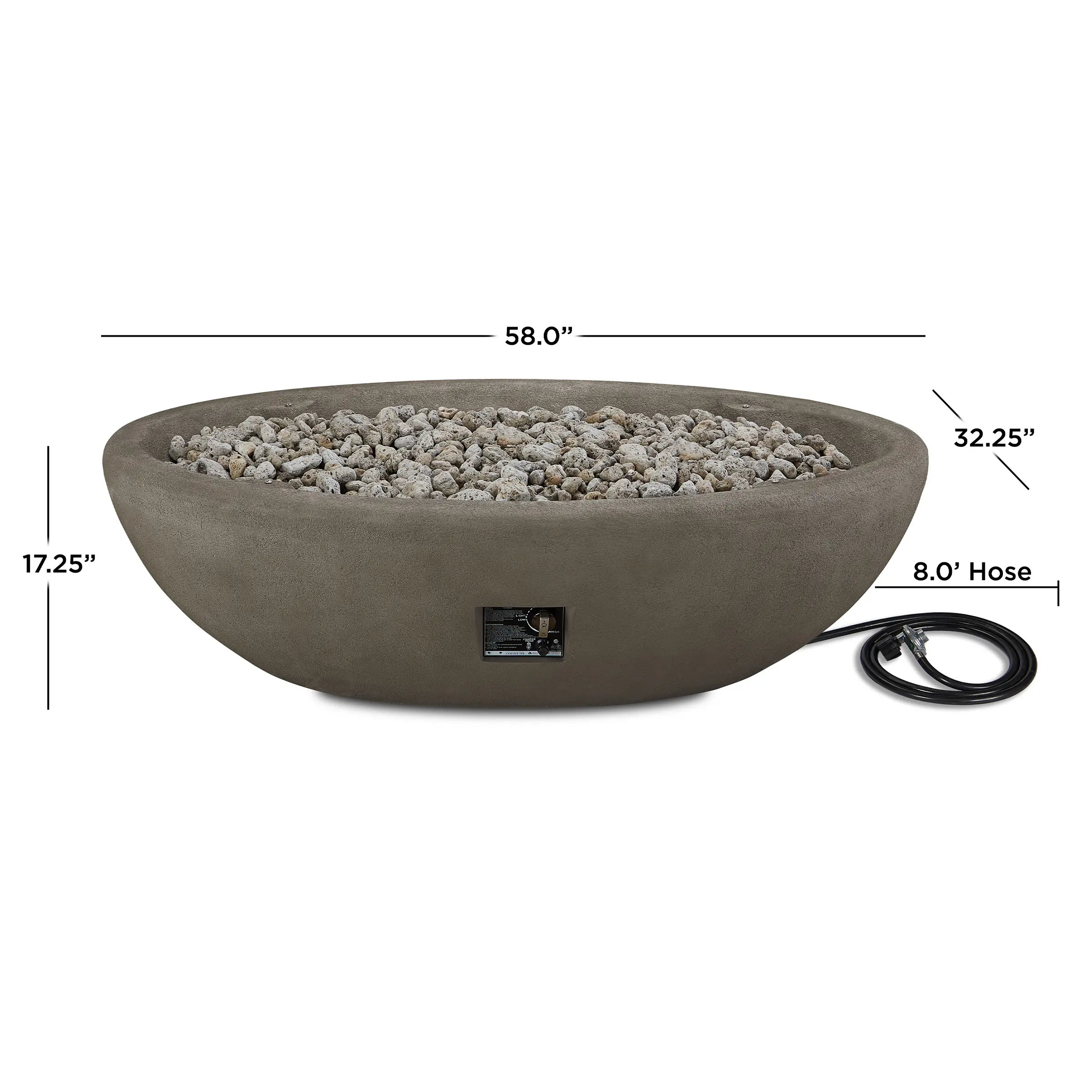 592LP-GLG Riverside 58  Oval Concrete Propane Fire Pit in Glacier Gray-7